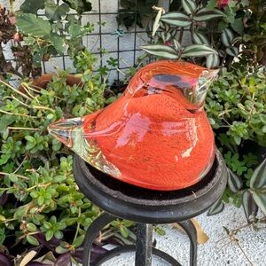 Glass Bird Figurine paperweight - Vibrant Orange